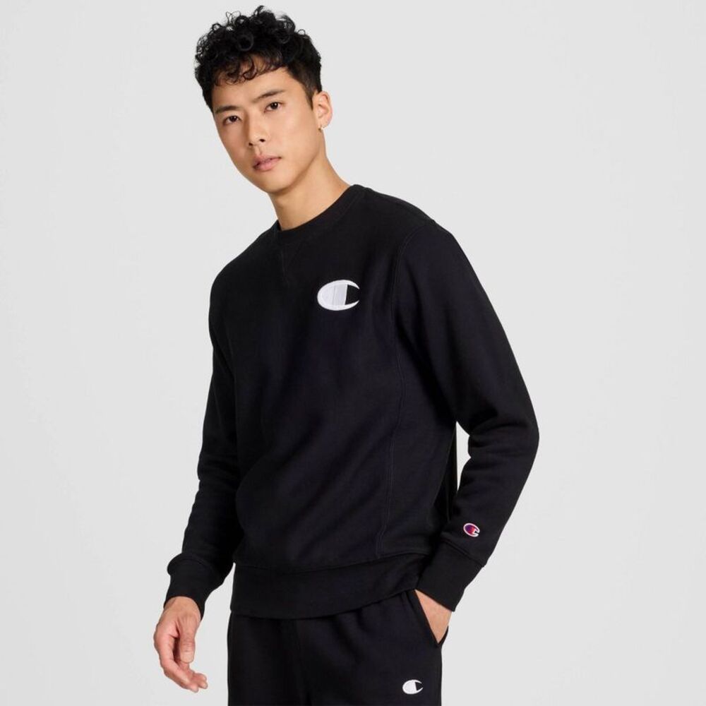 Champion Adult Sizing Embroidered Fleece Crewneck Sweatshirt - Black XS